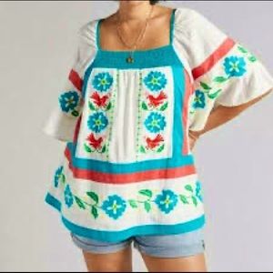 NEW Anthropologie Embroidered Tunic Blouse